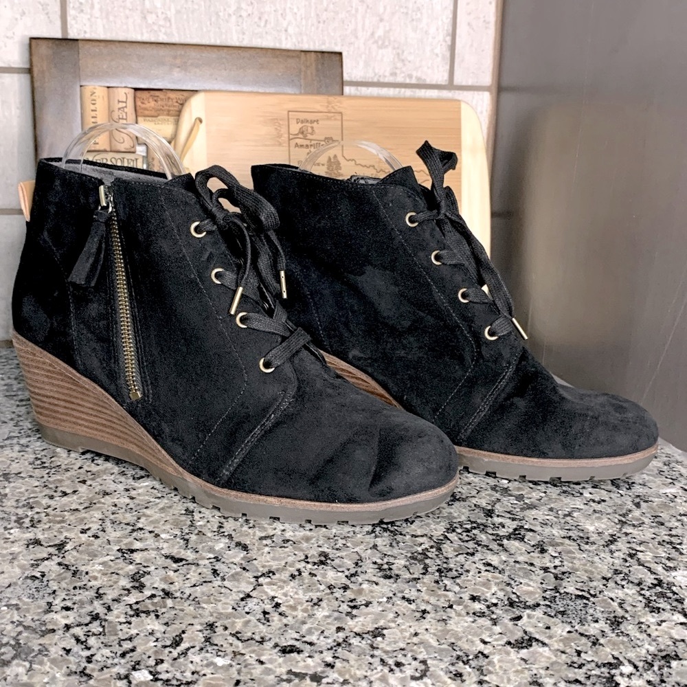Dr. Scholls Nelly Wedge Textile Booties Black Size 11